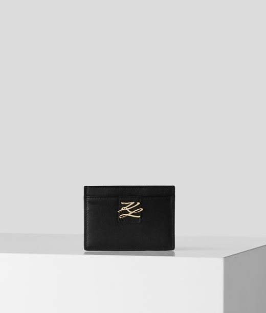 Woman K/autograph Folded Cardholder Black/gold 100% Cow leather - Size: OneSize