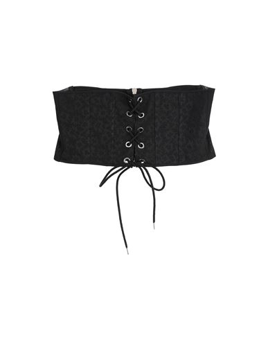 Woman Belt Black Size L Cotton, Polyester, Elastane