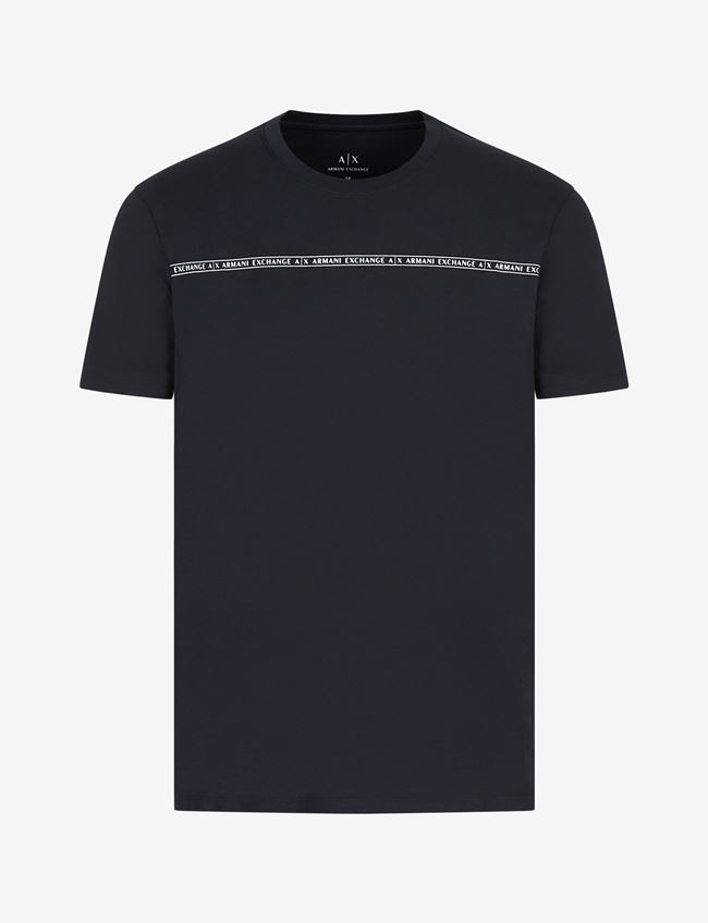 Armani Exchange T-Shirt Con Logo Blu Navy Cotone