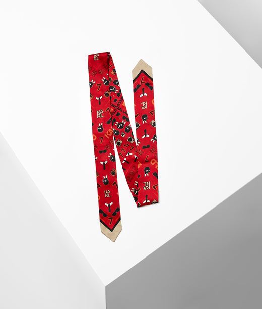 Woman Favourite Tie Scarf Red 100% Silk - Size: OneSize