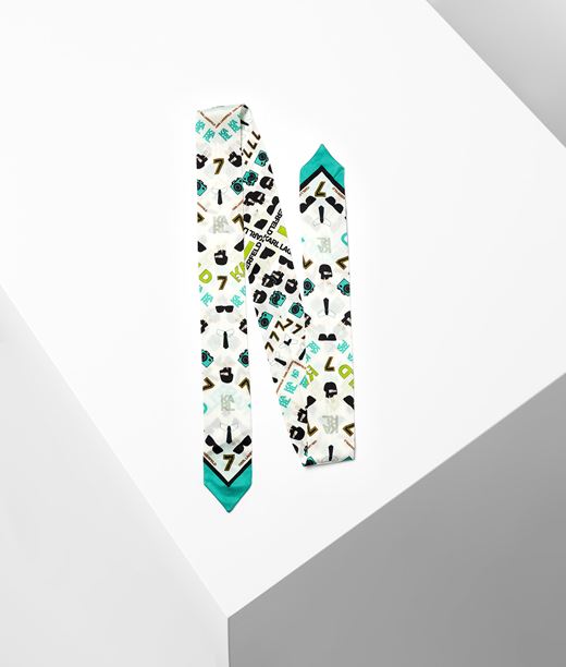 Woman Favourite Tie Scarf White 100% Silk - Size: OneSize