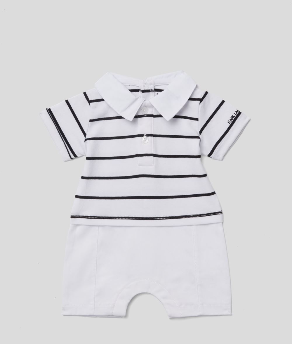 Karl Lagerfeld Unisex Gestreifter Polo-strampler White/black 95% Baumwolle, 5% Elastan, Größe: 1-3