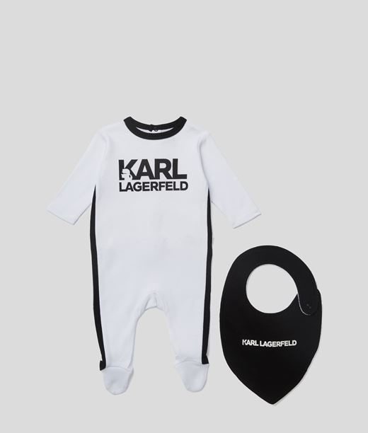 Karl Lagerfeld Unisex Body Mit Karl-logo Im Set White/black 100% Baumwolle, Größe: 1-3