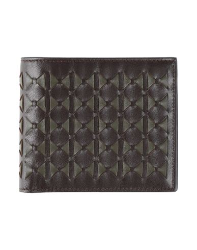 Serapian Billfold 8cc Mosaico Black/amaranth Man Wallet Military Green Size - Lambskin, Calfskin