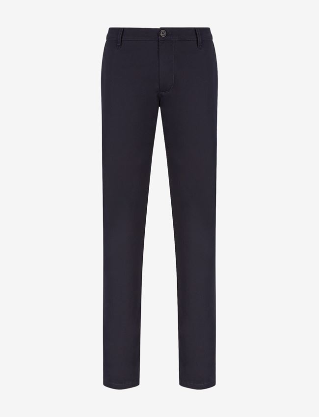 Armani Exchange Pantalone Chino Blu Navy Cotone, Elastan