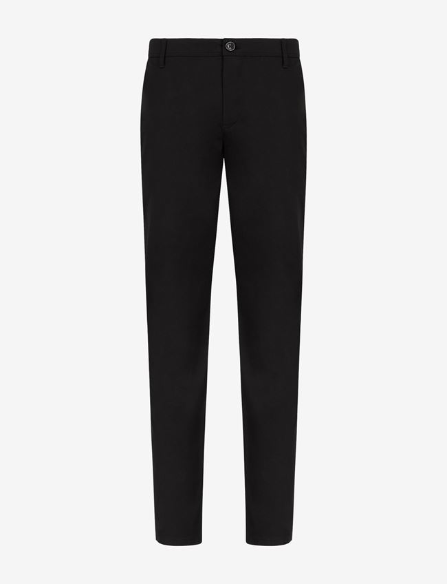 Armani Exchange Pantalone Chino Nero Cotone, Elastan