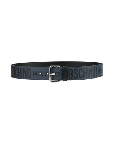 Moschino Man Belt Slate Blue Size 36 Leather