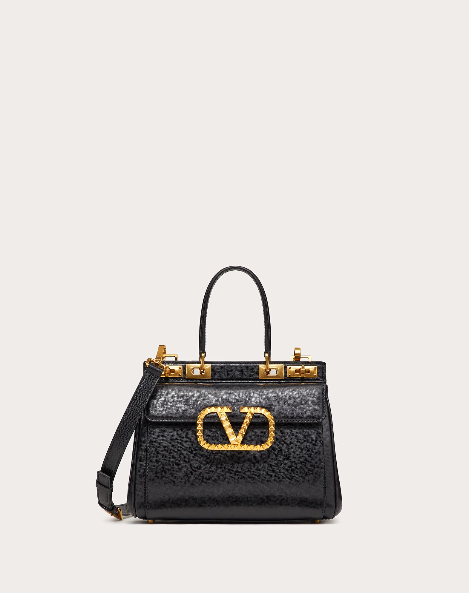 Medium Rockstud Alcove Handbag In Grainy Calfskin For Woman Valentino Online Boutique