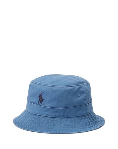 Shop Polo Ralph Lauren Cotton Chino Bucket Hat Man Hat Pastel Blue Size L/xl Cotton