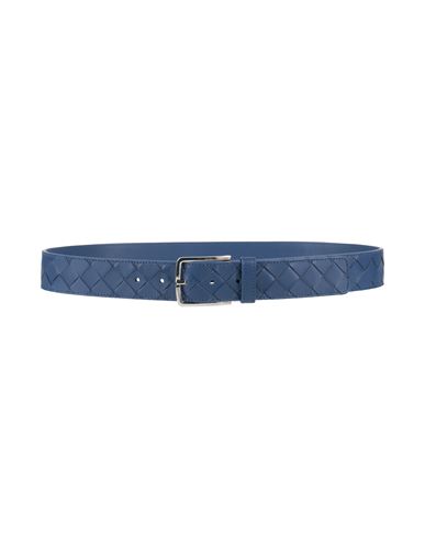 Bottega Veneta Man Belt Blue Size 39.5 Soft Leather