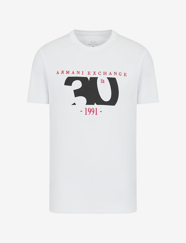 Armani Exchange T-Shirt Con Stampa Bianco Cotone