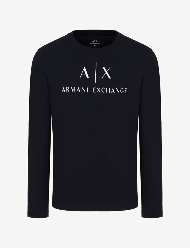 Armani Exchange T-Shirt Con Logo Blu Scuro Cotone