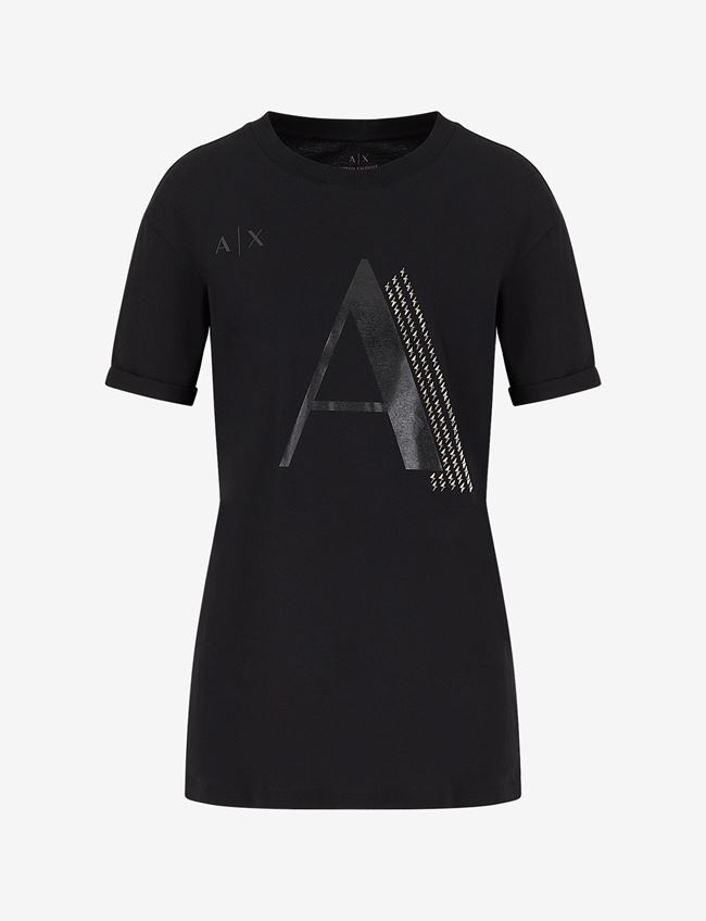 Armani Exchange T-Shirt Con Logo Nero Cotone