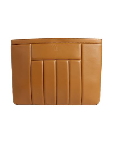Shop Dunhill Man Handbag Tan Size - Lambskin In Brown