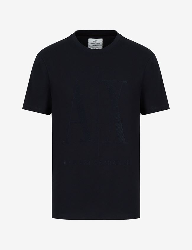 Armani Exchange T-Shirt Con Logo Blu Navy Cotone