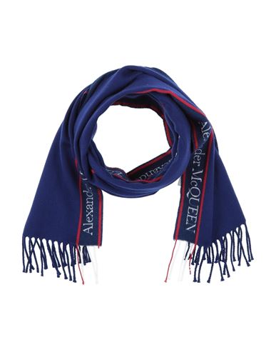 Alexander Mcqueen Woman Scarf Blue Size - Wool, Cashmere