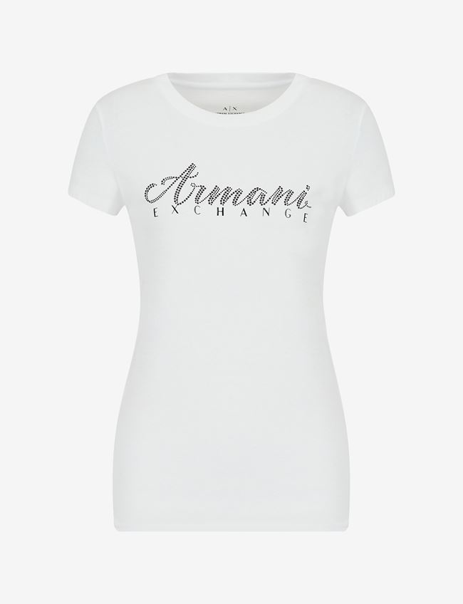 Armani Exchange T-Shirt Con Logo Bianco Cotone