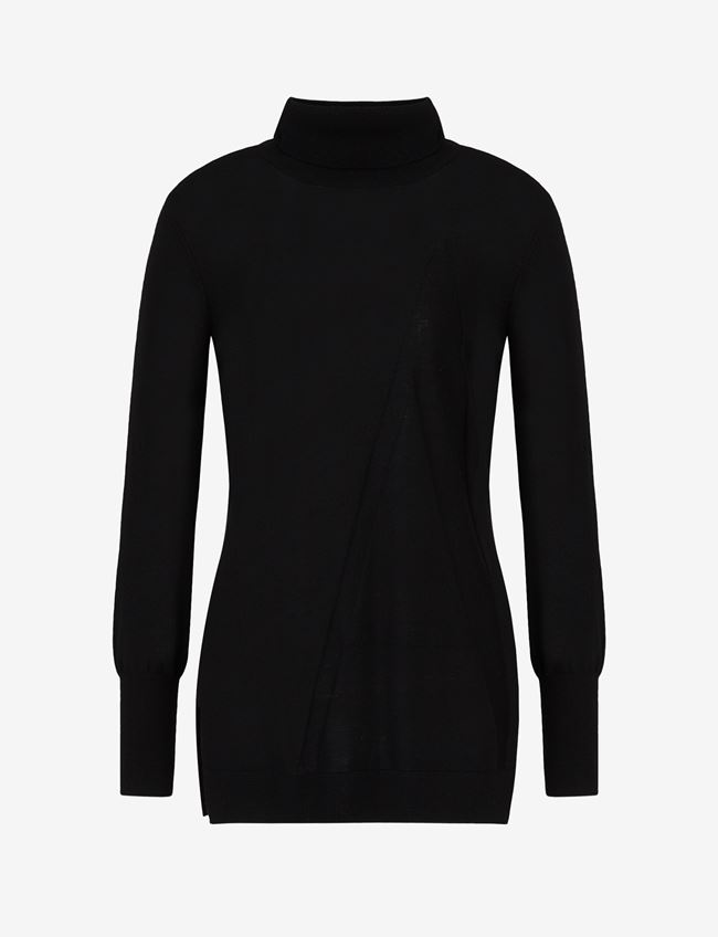 Armani Exchange Maglia A Collo Alto Nero Lana Vergine