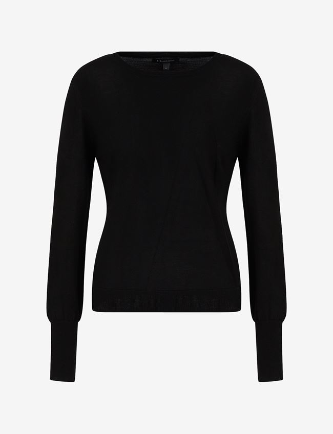 Armani Exchange Maglia Girocollo Nero Lana Vergine