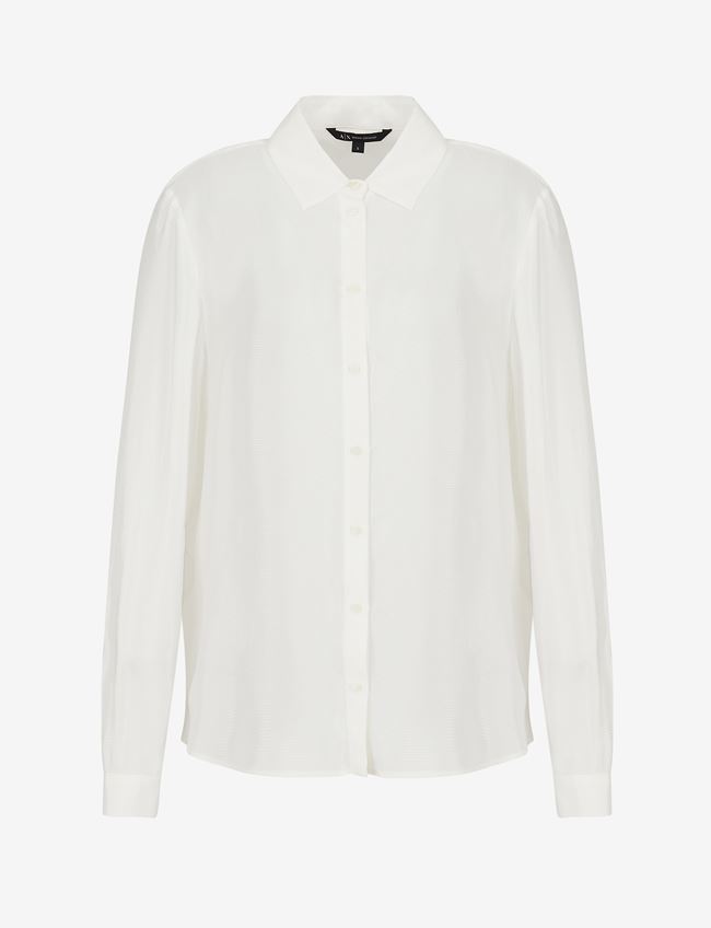Armani Exchange Camicia A Tinta Unita Bianco Viscosa