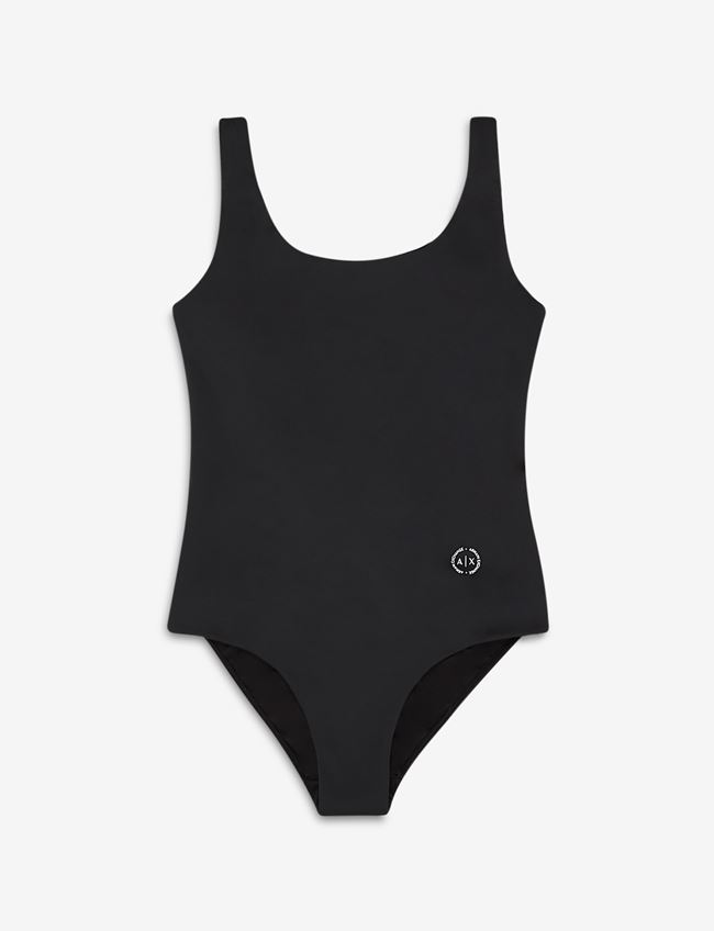 Armani Exchange Costume Intero Nero Poliestere, Elastan