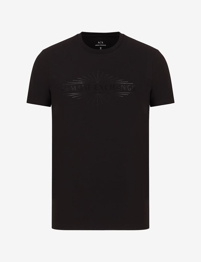 Armani Exchange T-Shirt Con Logo Nero Cotone, Elastan