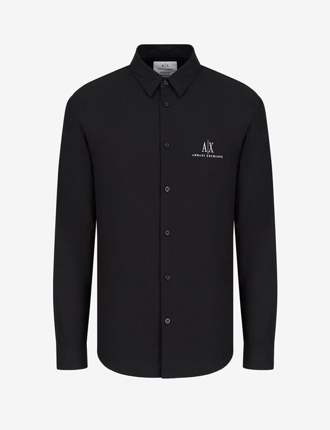 Armani Exchange Camicia A Tinta Unita Nero Cotone