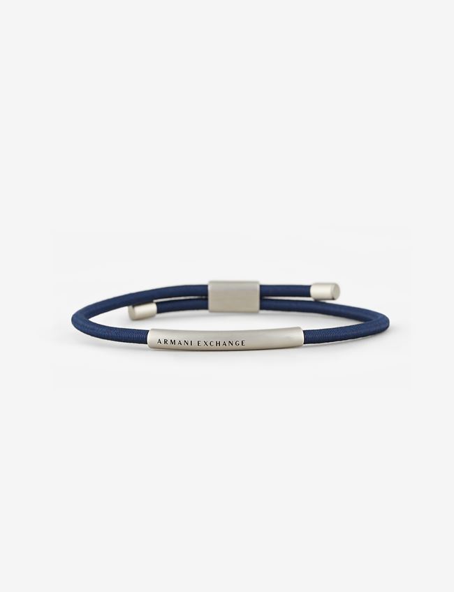 Armani Exchange Bracelets Blu Acciaio Inox, Nylon, Smalto