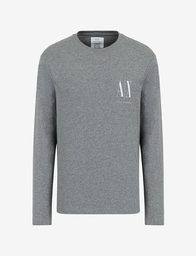 Armani Exchange T-Shirt Con Logo Grigio Cotone