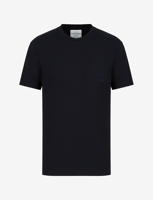 Armani Exchange T-Shirt Con Logo Blu Navy Cotone