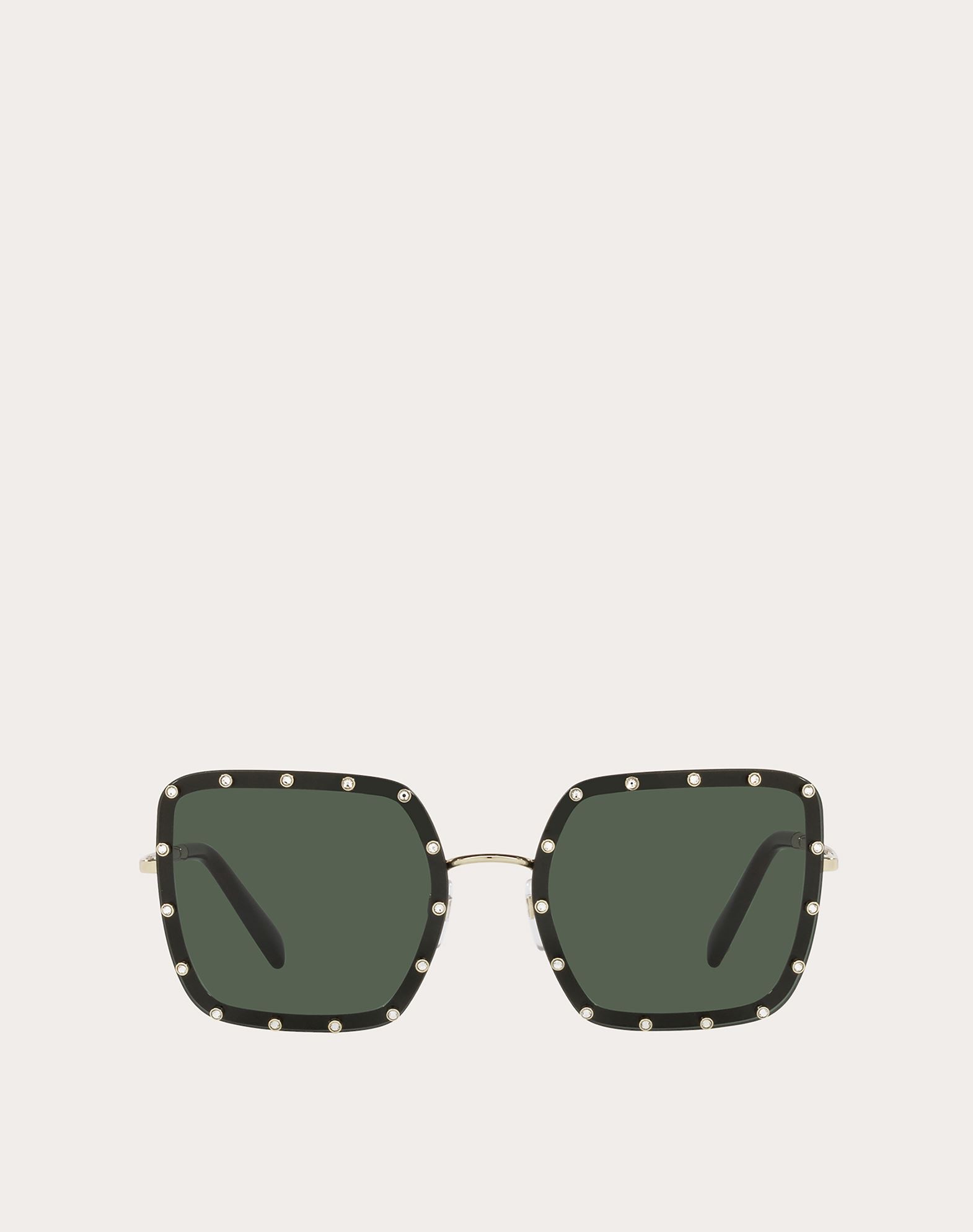 Valentino Garavani Valentino Occhiali Squared Metal Frame With Crystal  Studs In Black | ModeSens