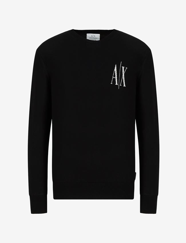 Armani Exchange Maglia Girocollo Nero Lana Vergine