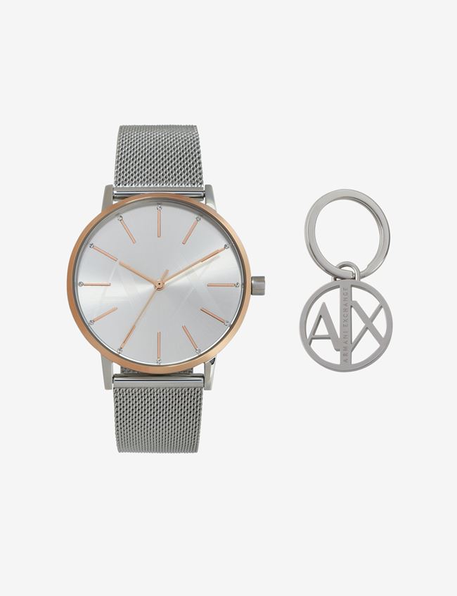 Armani Exchange Analog Watches Argento Acciaio Inox, Cristallo, Plastica