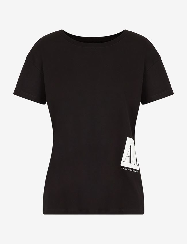 Armani Exchange T-Shirt Con Logo Nero Cotone