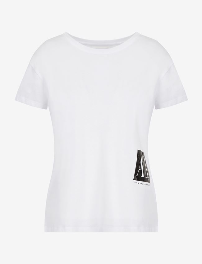 Armani Exchange T-Shirt Con Logo Bianco Cotone