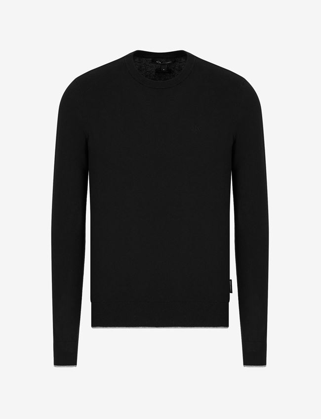 Armani Exchange Maglia Girocollo Nero Cotone, Cashmere