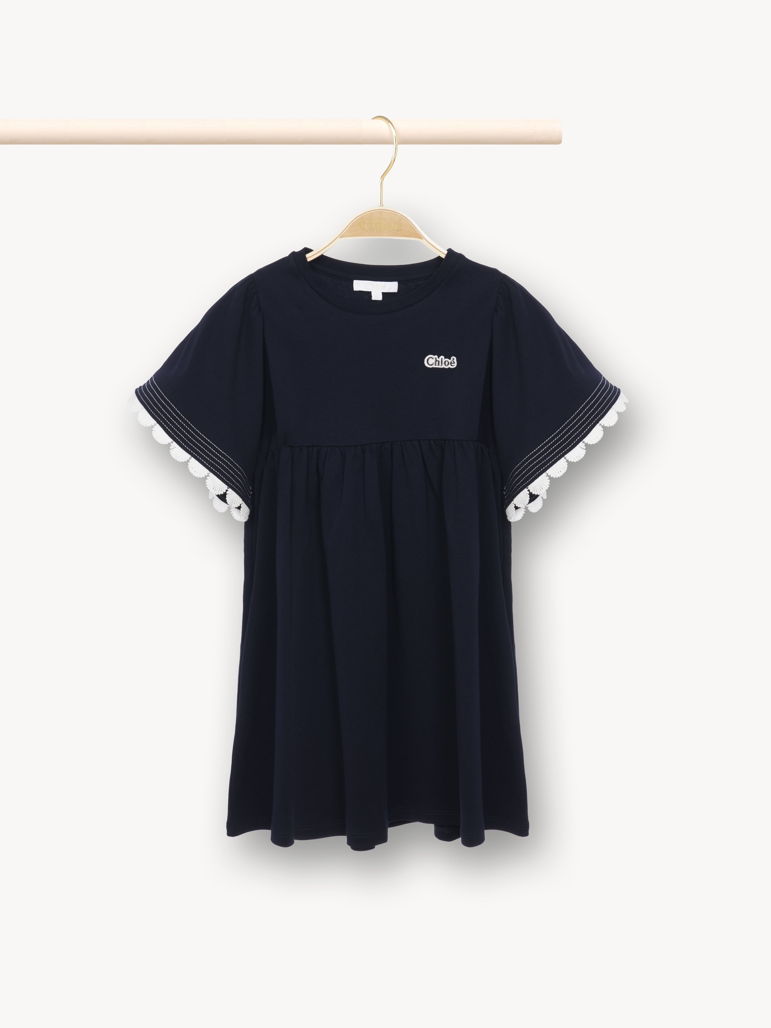 Chloé Robe Manches Courtes Fille Bleu Taille 12 100% Coton