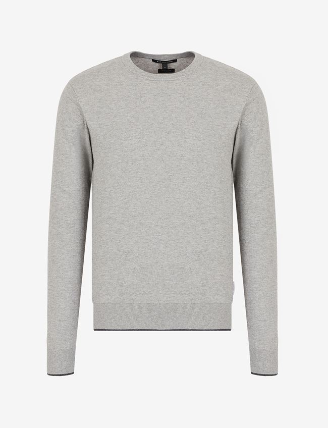 Armani Exchange Maglia Girocollo Grigio Cotone, Cashmere