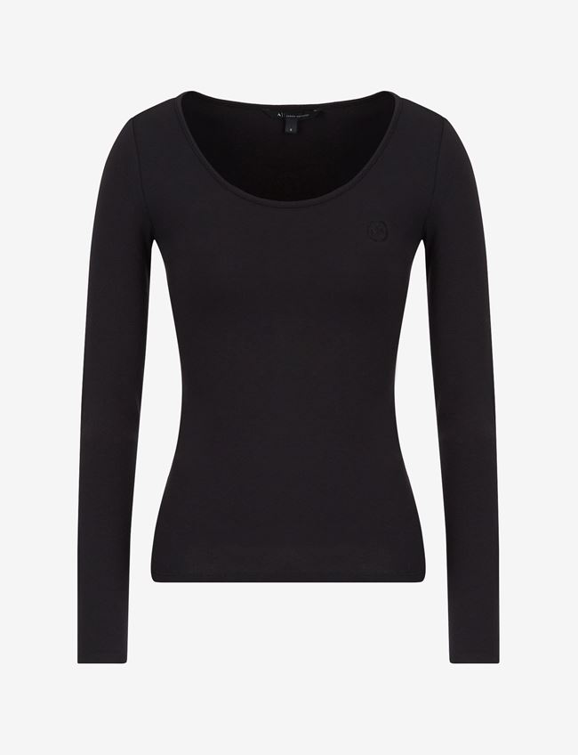 Armani Exchange Pullover Nero Cotone, Modal, Elastan