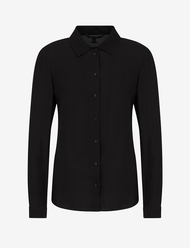 Armani Exchange Camicia A Tinta Unita Nero Viscosa