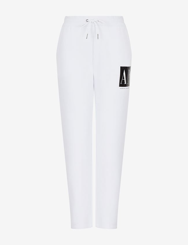 Armani Exchange Pantalone Da Jogging Bianco Cotone