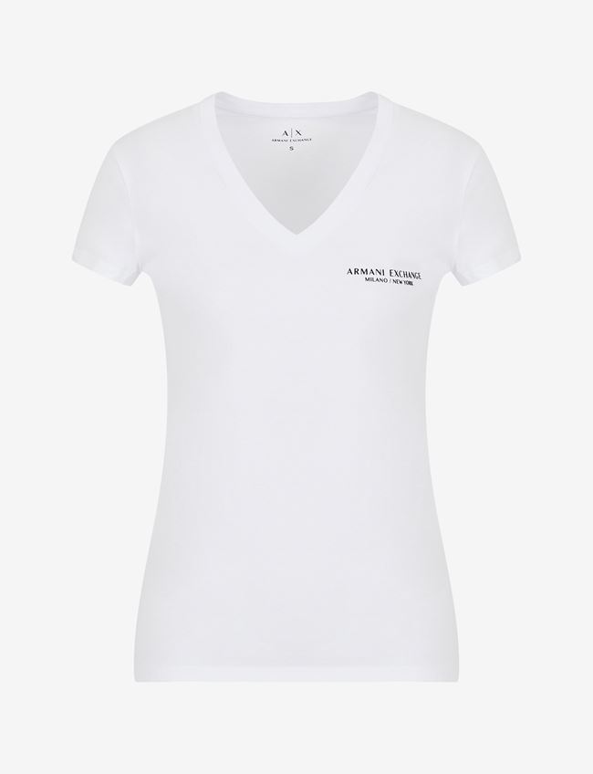 Armani Exchange T-Shirt Con Logo Bianco Cotone