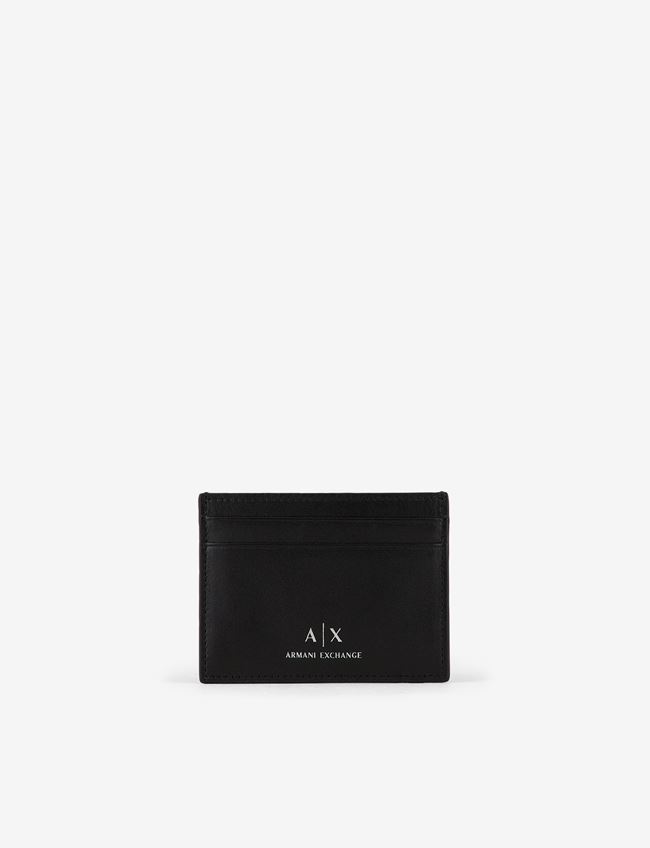 Armani Exchange Credit Card Holder In Leather In Black