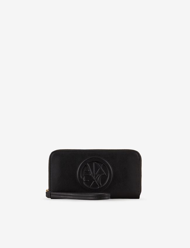 Armani Exchange Portafoglio Nero Poliestere, Spalmato Poliuretano