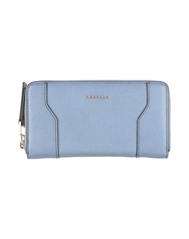 Piquadro Woman Wallet Pastel Blue Size - Bovine Leather In Blue