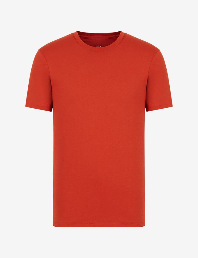Armani Exchange T-Shirt A Tinta Unita Arancione Cotone