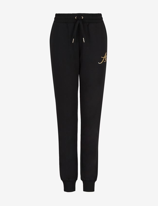 Armani Exchange Pantaloni Sportivi Nero Poliestere, Cotone