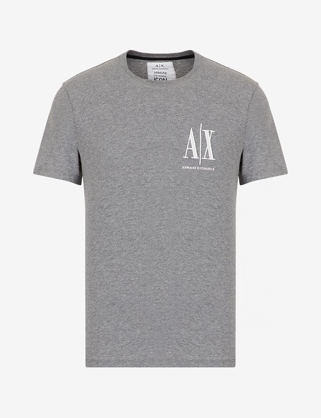 Armani Exchange T-Shirt Con Logo Grigio Cotone