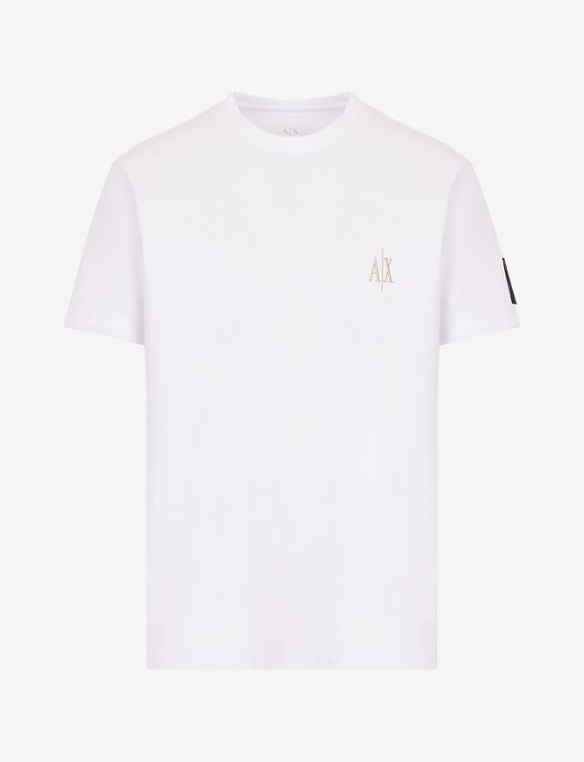Armani Exchange T-Shirt Con Logo Bianco Cotone