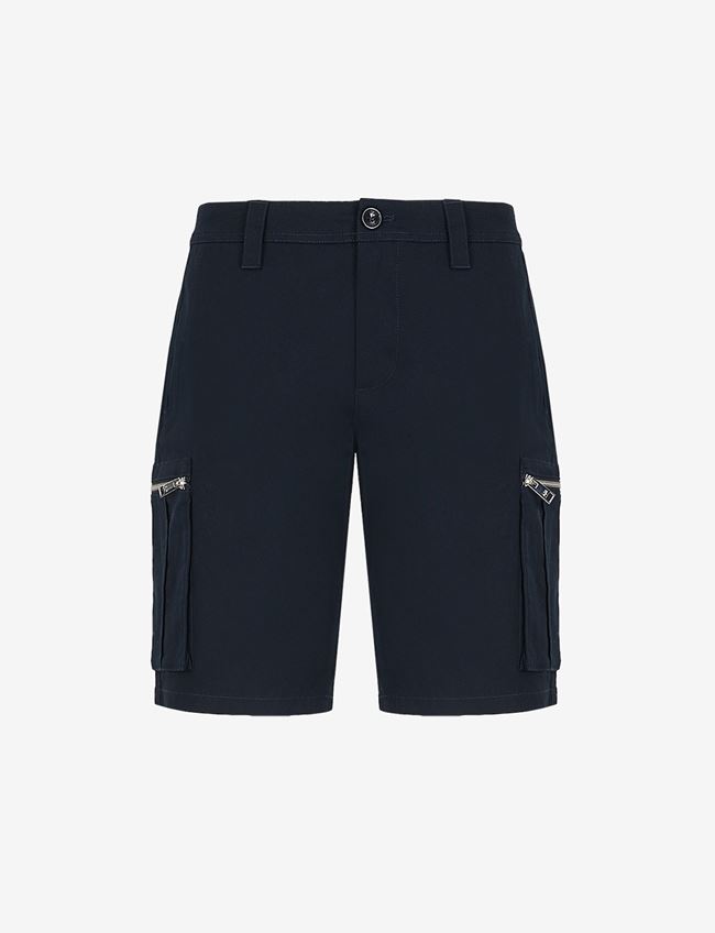 Armani Exchange Shorts Blu Scuro Cotone, Elastan